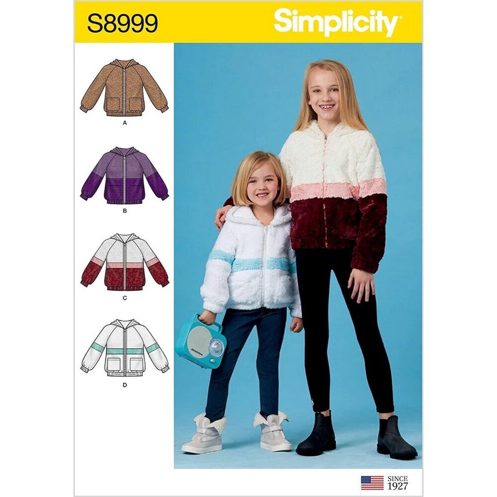 Simplicity Sewing Pattern‎ 8999 10259 Jacket Coat Hooded Girls Size 3-6